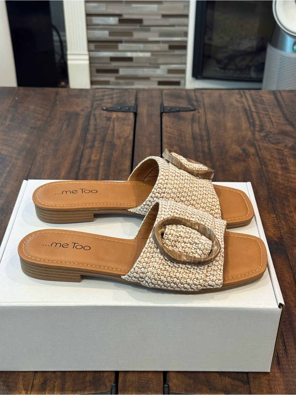 Me Too Raffia Buckle Slide Sandal (NWOT)